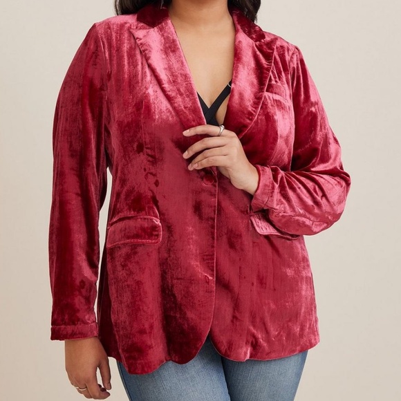 Torrid Red Velvet Classic Blazer NWT Size 1X - Picture 3 of 6